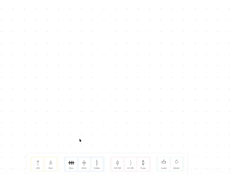 One-line diagram builder with drag and drop